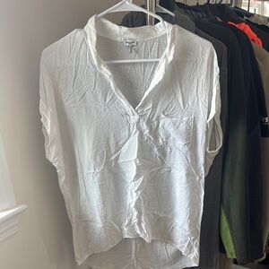 Splendid White Button Down Shirt Relaxed Fit Mandarin Collar